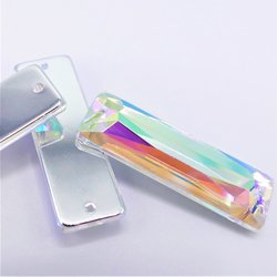 Rechthoek Vlak 8x24mm Crystal AB - Acryl Naaisteen