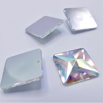 Vierkant 16x16mm Crystal AB - Acryl Naaisteen