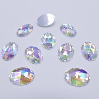 Ovaal 8x10mm Crystal AB - Acryl Naaisteen
