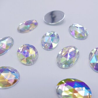 Oval 8x10mm Crystal AB - Acrylic Sew on stone 
