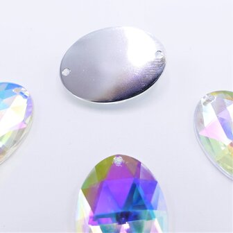 Oval 9x12mm Crystal AB - Acrylic Sew on stone 