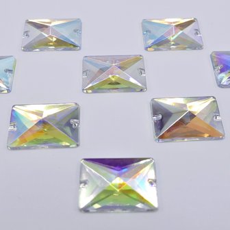 Rechthoek 18x25mm Crystal AB - Acryl Naaisteen