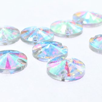 Rivoli 8mm Crystal AB - Glas Sew on Stone