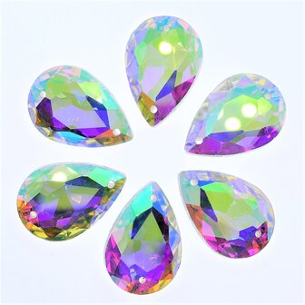 Drop Rounded 7x10mm Crystal AB - Glass Sew on stone