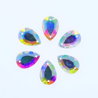Drop Flat 6x10mm Crystal AB - Glass Sew on stone