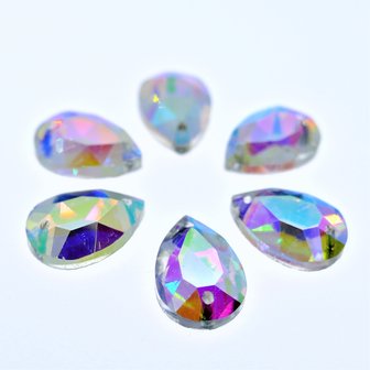 Drop Flat 11x16mm Crystal AB - Glass Sew on stone