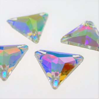 Driehoek 12mm Crystal AB - Glas Naaisteen