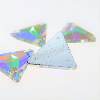 Driehoek 12mm Crystal AB - Glas Naaisteen