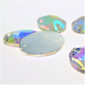 Oval 7x10mm Crystal AB - Glass Sew on stone