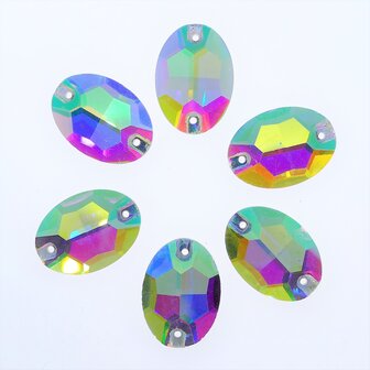 Oval 13x18mm Crystal AB - Glass Sew on stone