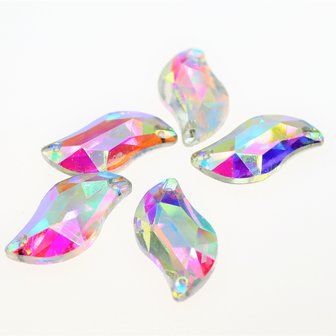 S-shape 6x12 mm Crystal AB - Glass Sew on stone