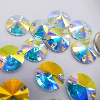 K9 Rivoli 10mm Crystal AB - Glas Sew on Stone