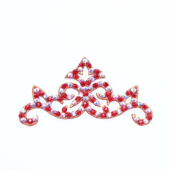 Small Crown Hairpiece - Siam &amp; Crystal AB on Red