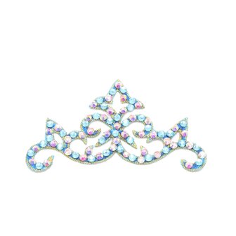 Small Crown Hairpiece - Aquamarine &amp; Crystal AB on Light Blue