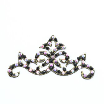 Small Crown Hairpiece - Jet &amp; Crystal AB on Black