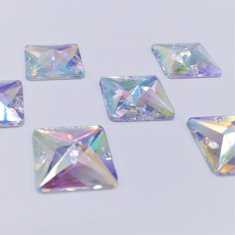 Square 8x8mm Crystal AB - Acrylic Sew on stone 
