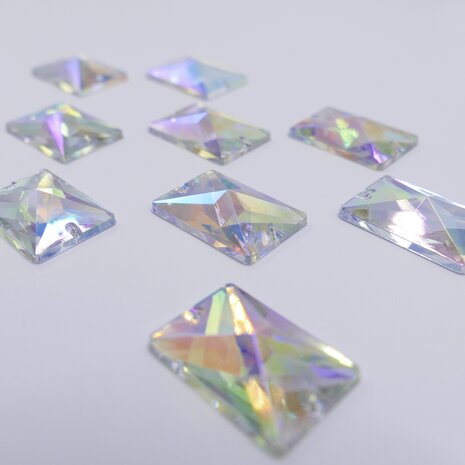 Rechthoek 18x25mm Crystal AB - Acryl Naaisteen