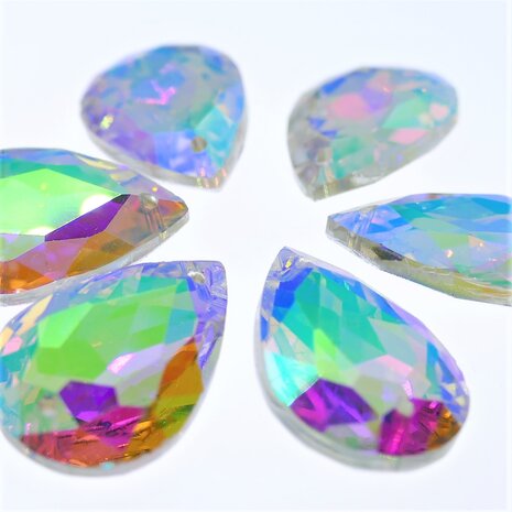 Drop Rounded 10x14mm Crystal AB - Glass Sew on stone