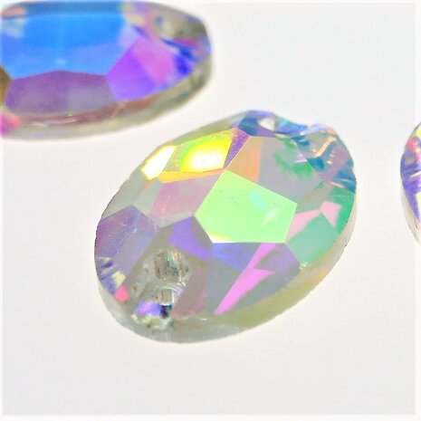 Oval 10x14mm Crystal AB - Glass Sew on stone