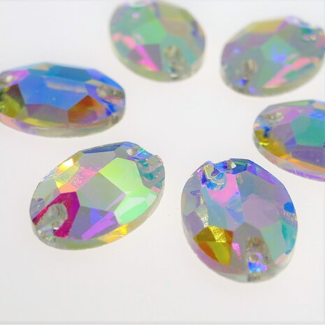 Oval 13x18mm Crystal AB - Glass Sew on stone