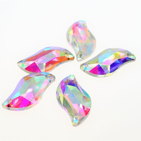 S-shape 15x30mm Crystal AB - Glass Sew on stone