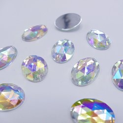 Oval 15x21mm Crystal AB - Acrylic Sew on stone 