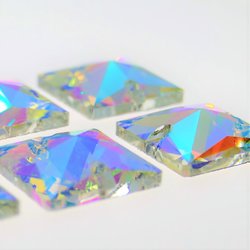 Vierkant 10x10mm Crystal AB - Glas Naaisteen