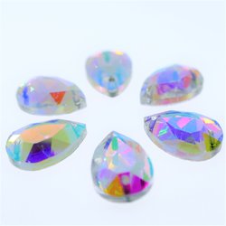 Druppel Vlak 11x16mm Crystal AB - Glas Naaisteen